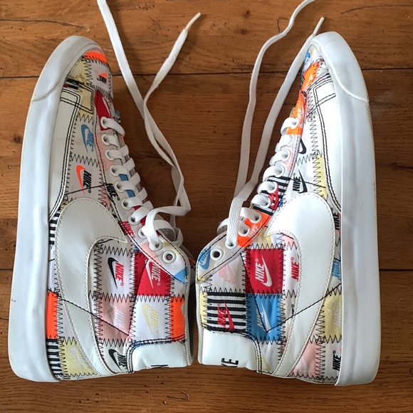 RARE Nike Blazer Mid 77' Patchwork Sneakers Men's White Orange Shoes Size 8.5 - Picture 3 of 14